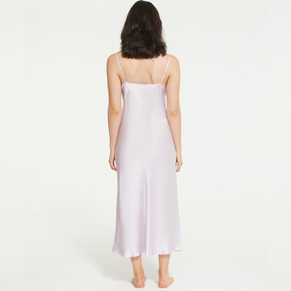 Silk and Lace Long Slip - Lilac