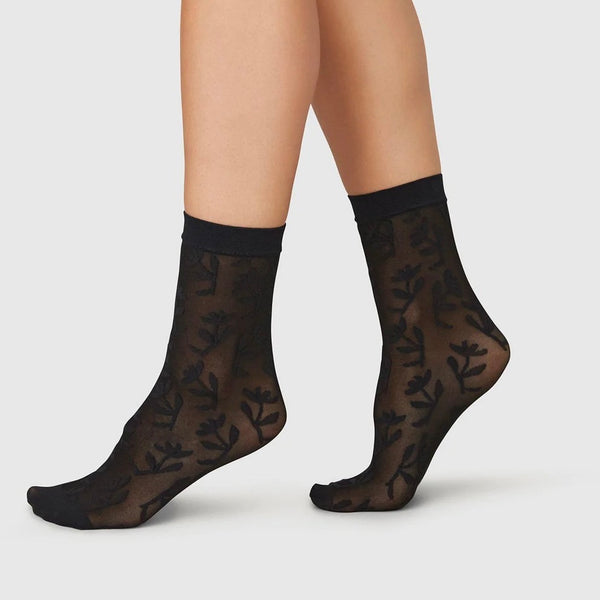 Flora Ankle Socks - Black