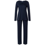 Cotton Silk L/S Pyjamas - Navy