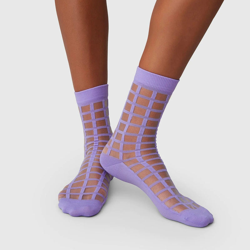 Alicia Grid Socks - Lavender