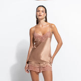 Silk and Lace Camisole - Mocha Mousse