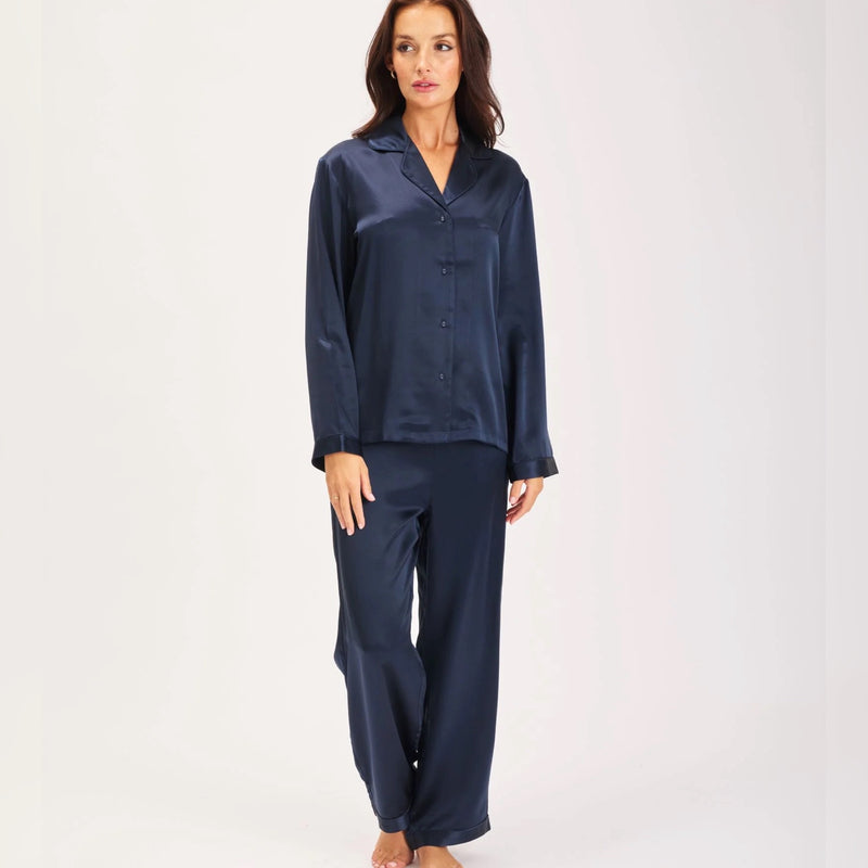 Silk Long PJ - Navy