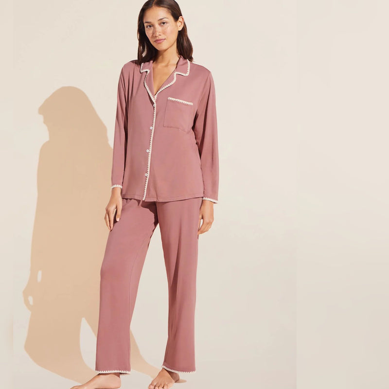 Frida Long PJ Set - Old Rose/Ivory