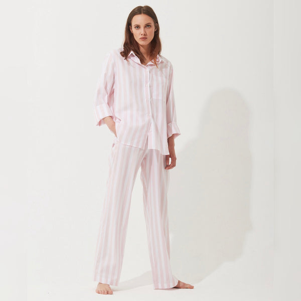 Giulia Woven Cotton PJ - Pink Stripe