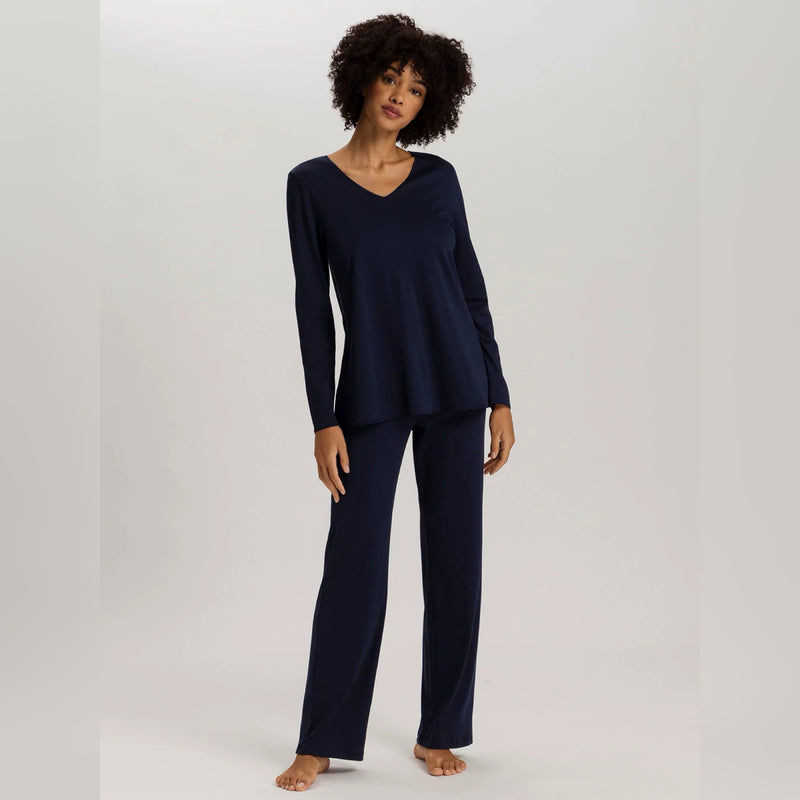 Cotton Silk L/S Pyjamas - Navy