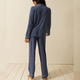 Long PJ Set - Indigo/Buttercream