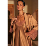 Silk and Lace Long Slip - Mocha Mousse