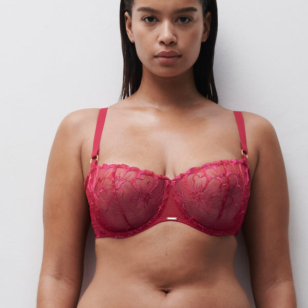 Fleurs Balconette Bra - Candy Apple