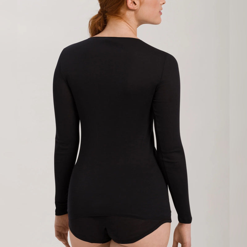 Cotton Seamless L/S Top - Black