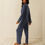 Long PJ Set - Indigo/Buttercream