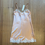 Silk Slip with Lace Trim - Peach