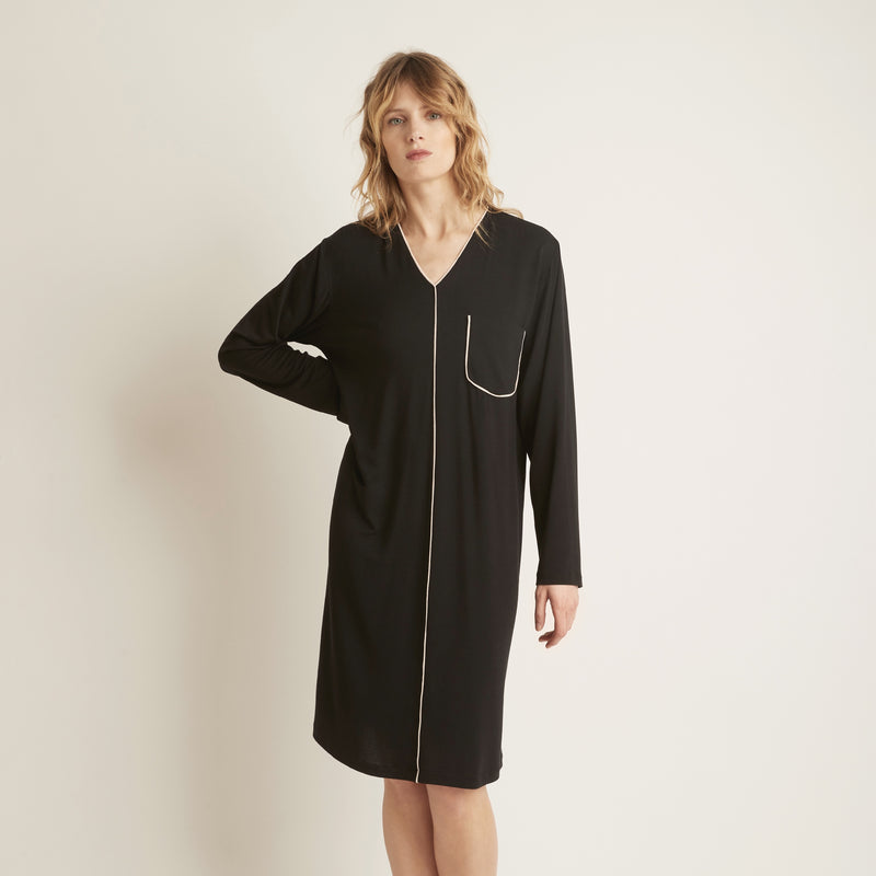 Carlea Nightdress - Intense Black/Beige