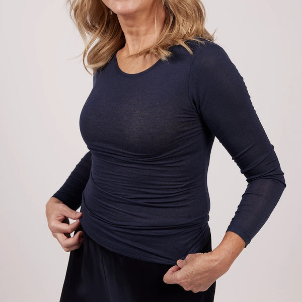 Modal and Cashmere L/S Top - Navy