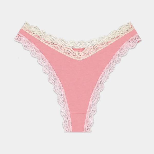 The Dipped Thong - Geranium Pink/Buttercream