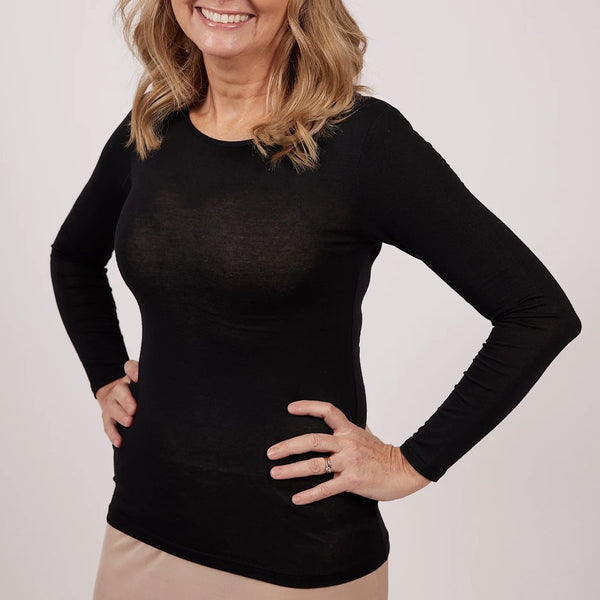 Modal and Cashmere L/S Top - Black