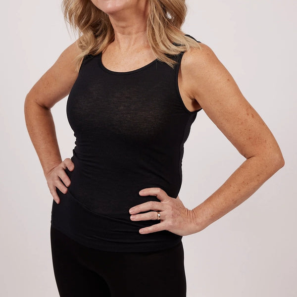 Modal and Cashmere Tank - Black
