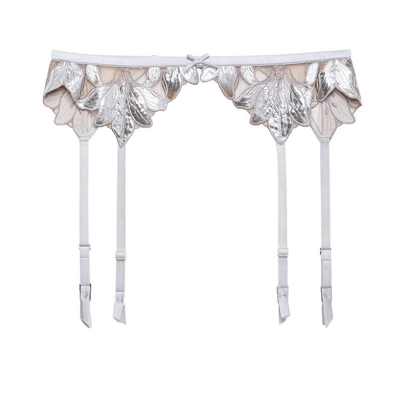 Lily Embroidered Garter - Platinum