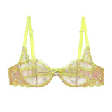 Etoile Embroidered Balconette Bra - Neon Yellow