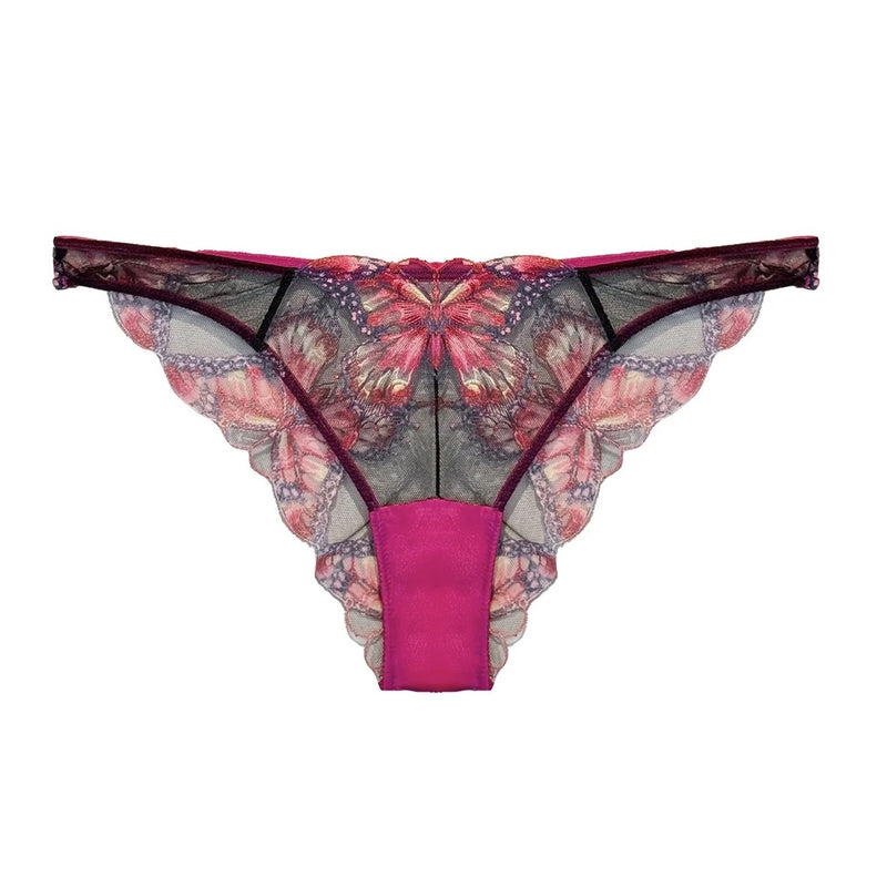 Butterfly Embroidered Cheeky Brief - Cerise