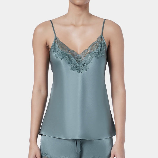 Silk and Lace Camisole - Moss