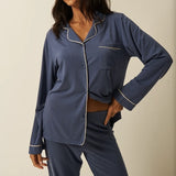Long PJ Set - Indigo/Buttercream