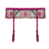 Butterfly Embroidered Suspender - Cerise