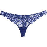 Lily Embroidered Thong - Blue Gingham