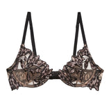 Lily Embroidered Plunge Demi Bra - Leopard Lily