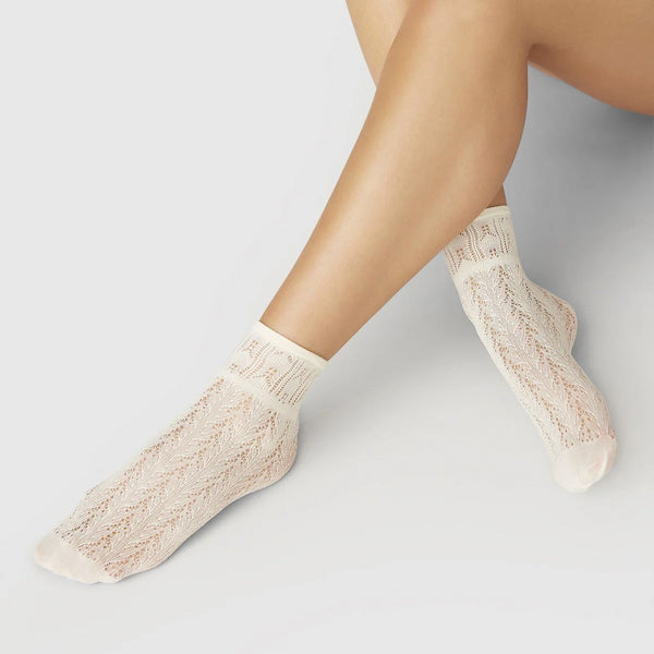 Erica Crochet Socks - Ivory