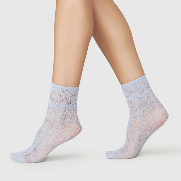 Erica Crochet Socks - Blue