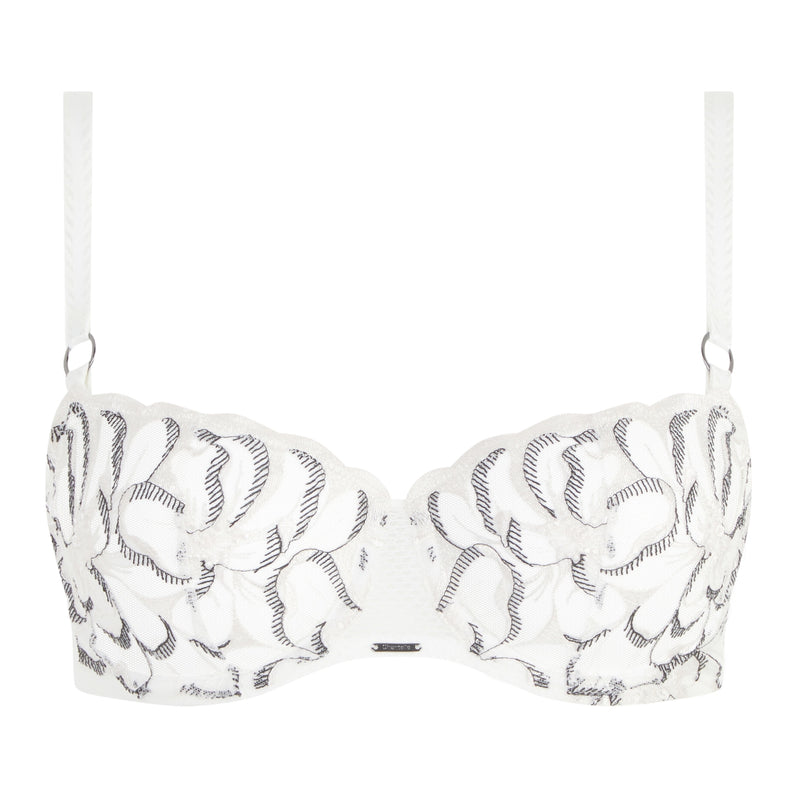 Fleurs Balconette Bra - Milk/Black