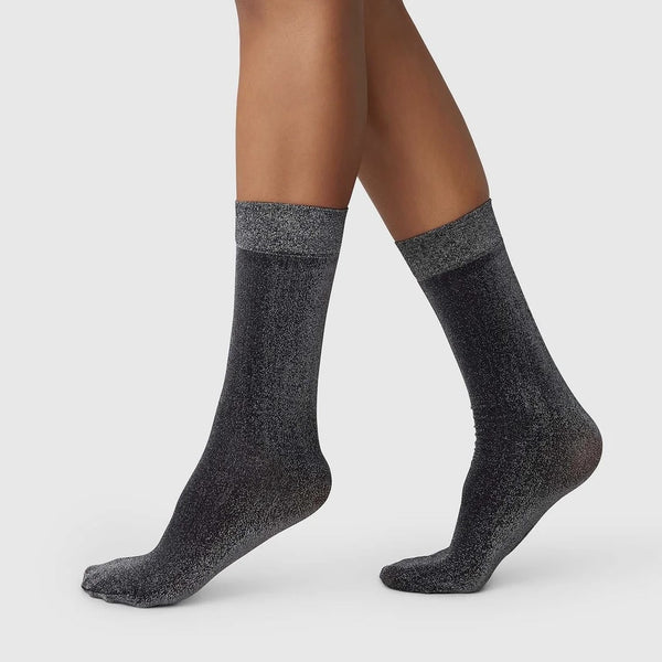 Ines Shimmer Socks - Black
