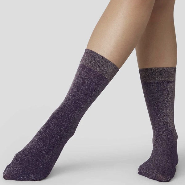 Ines Shimmer Socks - Plum