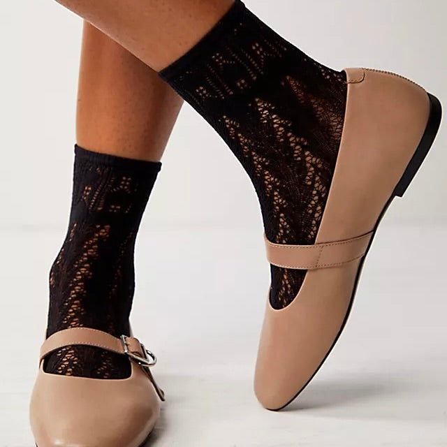 Erica Crochet Socks - Black