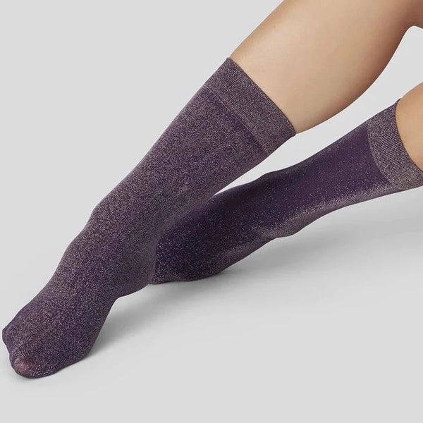 Ines Shimmer Socks - Plum