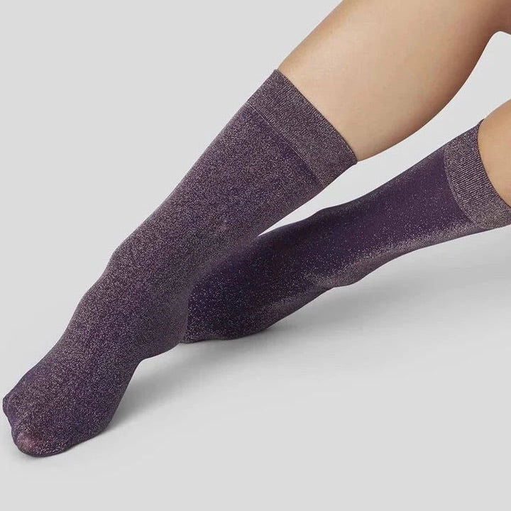 Ines Shimmer Socks - Plum