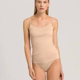 Cotton Seamless Spaghetti Top - Beige