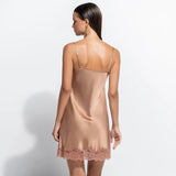 Silk and Lace Chemise - Mocha Mousse