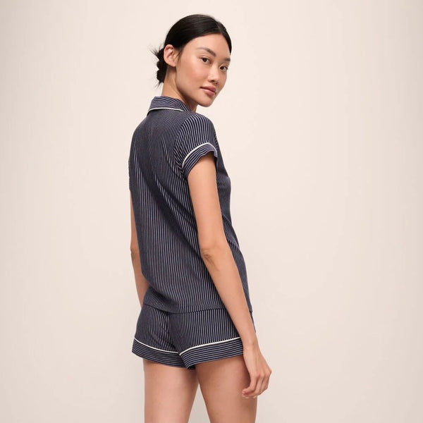 Gisele Printed Shorty PJ Set - Navy Stripe