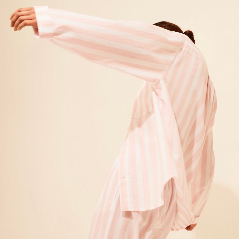 Giulia Woven Cotton PJ - Pink Stripe