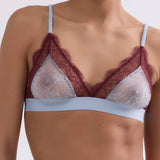 Love Lace Bralette - Light Blue/Bordeaux