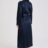 Silk Long Robe - Navy