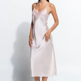 Silk and Lace Long Slip - Pink Salt