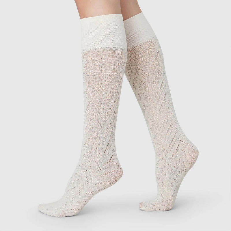 Ina Pointelle Knee High - Ivory