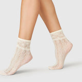 Erica Crochet Socks - Ivory