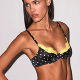 Juliet Silk and Lace Demi Bra - Polka Dot
