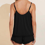 Gisele Ruffle Cami/Short PJ Set - Black