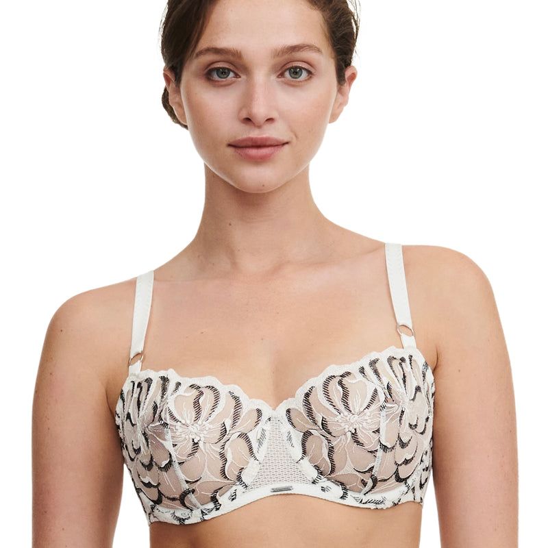 Fleurs Balconette Bra - Milk/Black