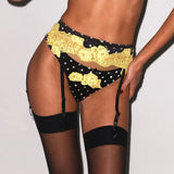 Juliet Silk and Lace Suspender - Polka Dot
