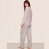 Gisele Printed Long PJ Set - Geosphere Grey/Navy